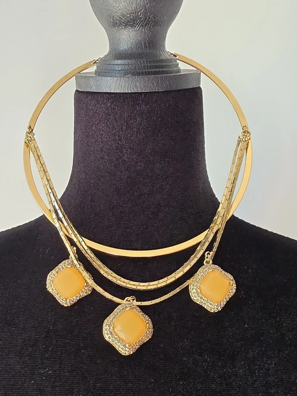INC International Concepts Gold-Tone Layered Necklace with Yellow Pendants - Picture 3 of 6